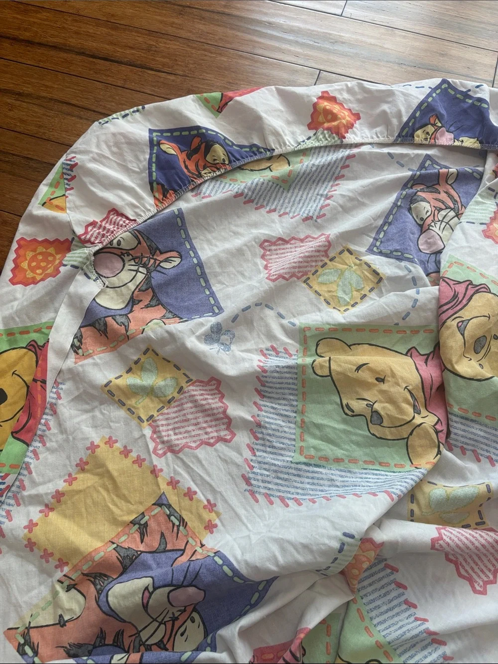 Vintage Disney Winnie the Pooh and Tigger Cotton Twin Fitted Bed Sheet